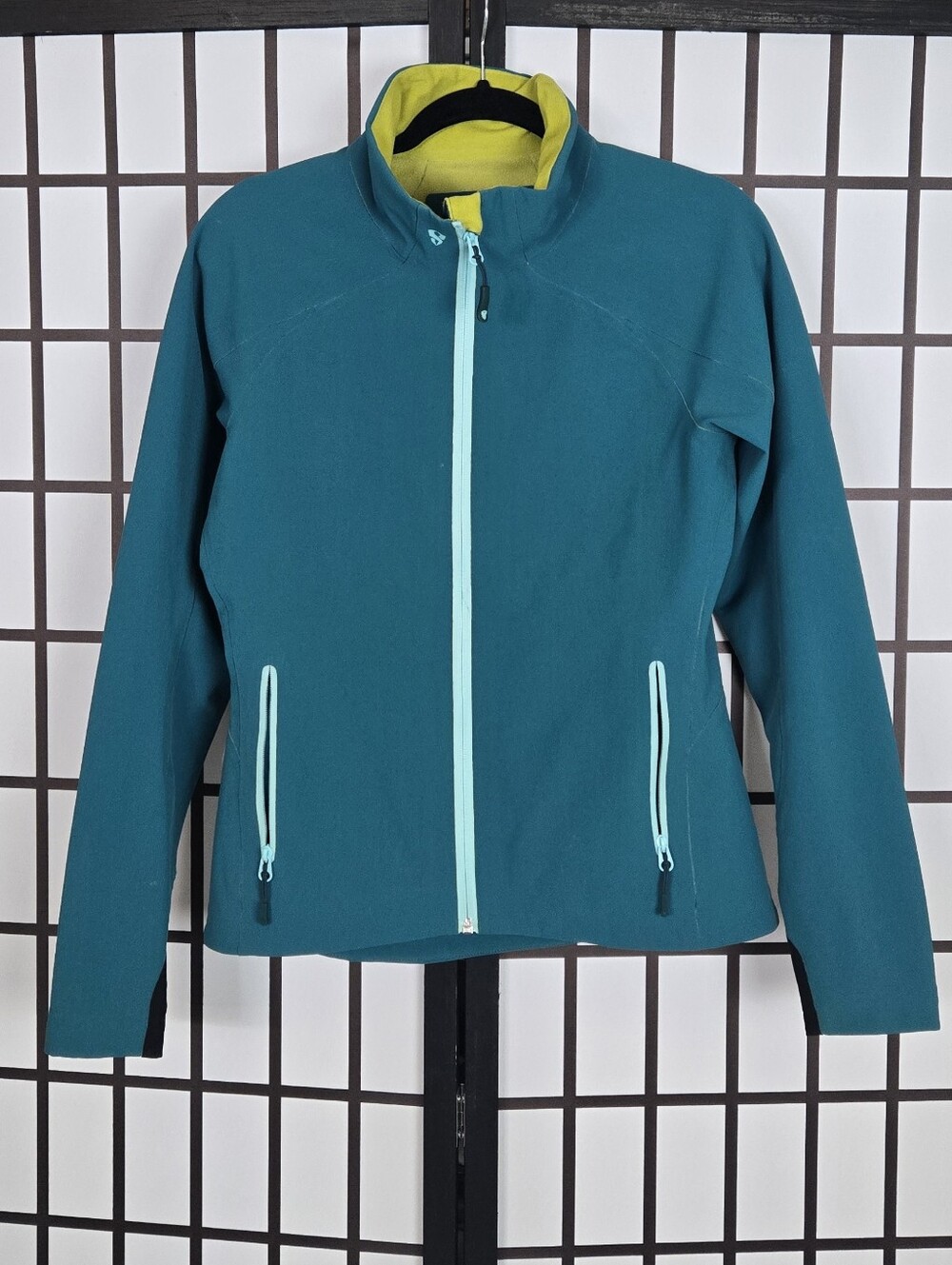 Stoic Womens Softshell Gorpcore Teal Fleece-lined Technical Performance Jacket